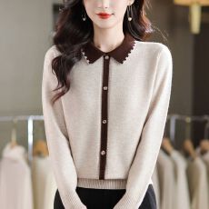 批发2026春秋<b class='q'>大码</b>娃娃领女士毛衣遮肚子显瘦上衣内搭可外穿针织打底衫