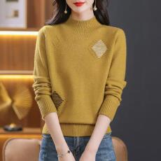 2025新款半高领毛衣女秋冬季加厚内搭时尚洋气妈妈针织打底衫上衣