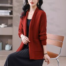 批发<b class='q'>春</b>秋新款毛衣针织开衫宽松加大码韩版外套中长款披肩外搭女士上衣