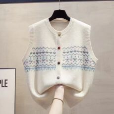 批发2026<b class='q'>春</b>季新款复古提花针织马甲女装外搭叠穿无袖坎肩背心马夹上衣