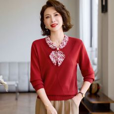 批发春秋时尚大码长袖上<b class='q'>衣服</b>2025新款减龄<b class='q'>中老年</b>女洋气针织衫打底毛衣