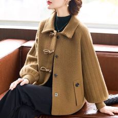 批发秋冬2025新款毛呢<b class='q'>大</b>码针织开衫中老年<b class='q'>女</b>秋装毛呢外套气质减龄上衣