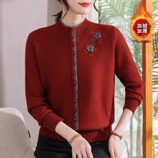 批发秋冬新款<b class='q'>大码</b>加绒加厚针织毛衣2025中老年妈妈装一体绒保暖<b class='q'>打底衫</b>