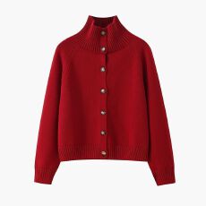 批发立领<b class='q'>开衫</b><b class='q'>大码</b>毛衣女宽松秋冬季加厚保暖外穿加厚全棉针织衫外套女