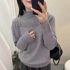 批发半高领套头带钻毛衣女款2026<b class='q'>新款</b>打底衫女秋冬内搭可外穿洋气上衣