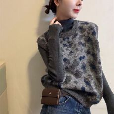 批发灰色豹纹针织马甲<b class='q'>背心女</b>2025秋冬季新款无袖毛衣坎肩洋气叠穿上衣