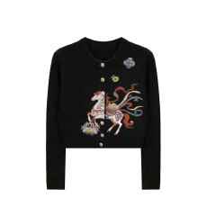 批发新中式国风重工七彩刺绣小马毛针织衫2026春秋轻奢风复古毛针织衫