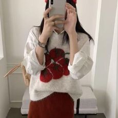 批发2026春秋新款马甲韩版宽松显瘦<b class='q'>百搭</b>圆领长袖针织衫毛衣坎肩上衣女