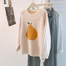 批发春秋慵懒风宽松遮肉弛感提花针织打底衫<b class='q'>女装</b><b class='q'>大码</b>胖MM显瘦减龄毛衣