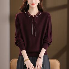 批发时尚洋气妈妈装<b class='q'>羊毛衫</b>针织衫女春秋新款上衣气质百搭中<b class='q'>老年</b>打底衫