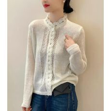 批发春秋2026年新款轻奢高级感薄款毛衣针织<b class='q'>开衫</b>外套女设计感百搭上衣