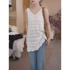 批发时尚洋气V领设计感镂空<b class='q'>背心</b>针织衫2026春夏新款小众休闲内搭<b class='q'>背心</b>