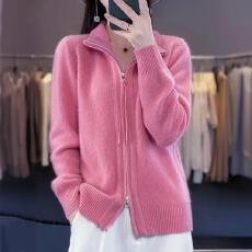 批发新款大码春秋减龄羊毛衫<b class='q'>开衫</b>女气质宽松拉链羊毛<b class='q'>针织衫</b>百搭外套女