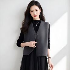 批发针织毛线马甲<b class='q'>女</b>外穿2026春秋新款配裙子叠穿坎肩短款无袖毛衣背心