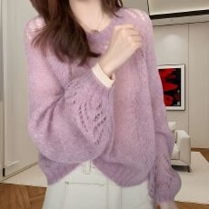 批发温柔时尚气质镂空毛衣2026年春秋新款百搭长袖减龄毛针织衫上衣女