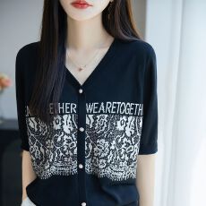 批发莱赛尔天丝针织新款短袖T恤半袖<b class='q'>夏季</b>时尚洋气百搭减龄打底上衣女