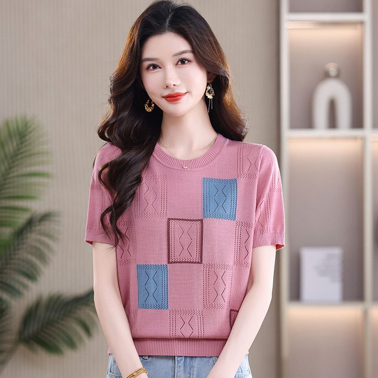 주간 실크 반팔 티셔츠 여성 2026 새로운 대양 품격 엄마 여름 드레스 얇은 스타일 라이 경기 서울 만나는 경기 치마 맨위