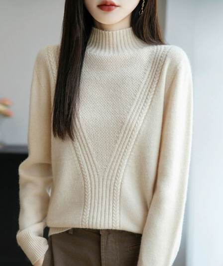 가을 겨울 한 부서 신제품 디자인 새로운 외국 가스 하프 칼라 품격 만나는 패션 표지 고기 출퇴근 여성 양모 니트 스웨터