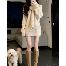 批发韩系巨好看穿搭三件套新款毛衣时尚针织洋气女装早秋季短裙套装女