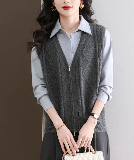 봄 가을 베스트 조끼 여성 외부 가져 가라. 표지 배 맨위 없음 소매 셔츠 제직 어깨 재킷 스웨터 오픈 가디건 트렌디