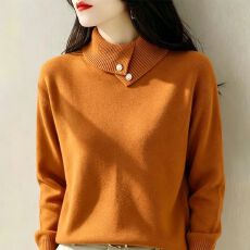 批发半高领毛衣打底衫女冬季新款慵懒风<b class='q'>宽松</b>软糯内搭时尚减龄针织上衣