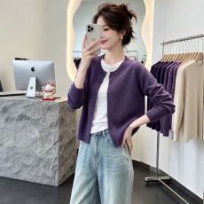 批发法式温柔风针织<b class='q'>开衫</b>女秋季HAN新款<b class='q'>大码</b>胖MM时尚洋气毛衣外套上衣