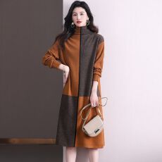 批发韩系洋气减龄毛衣<b class='q'>连衣裙</b>女<b class='q'>秋冬</b>新款针织春秋长袖中长款气质打底裙