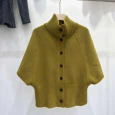批发韩系复古斗篷针织衫<b class='q'>中袖</b>上衣秋季新款百搭慵懒风高领开衫毛衣外套