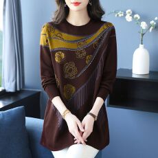 批发秋冬女装针织衫毛衣洋气休闲大码显瘦中长款减龄打底毛衣<b class='q'>连衣裙</b>女
