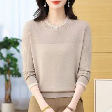 批发春秋新款蕾丝针织衫<b class='q'>薄</b>款<b class='q'>毛衣</b>洋气妈妈装长袖打底宽松显瘦针织上衣