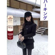 批发画解WAHJU 智秀感冬季千金风立领设计气质显瘦毛呢外套女半裙<b class='q'>套装</b>