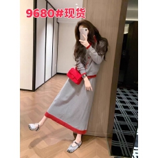 批发韩系一整套深冬穿搭假两件针织半身裙两件套女
