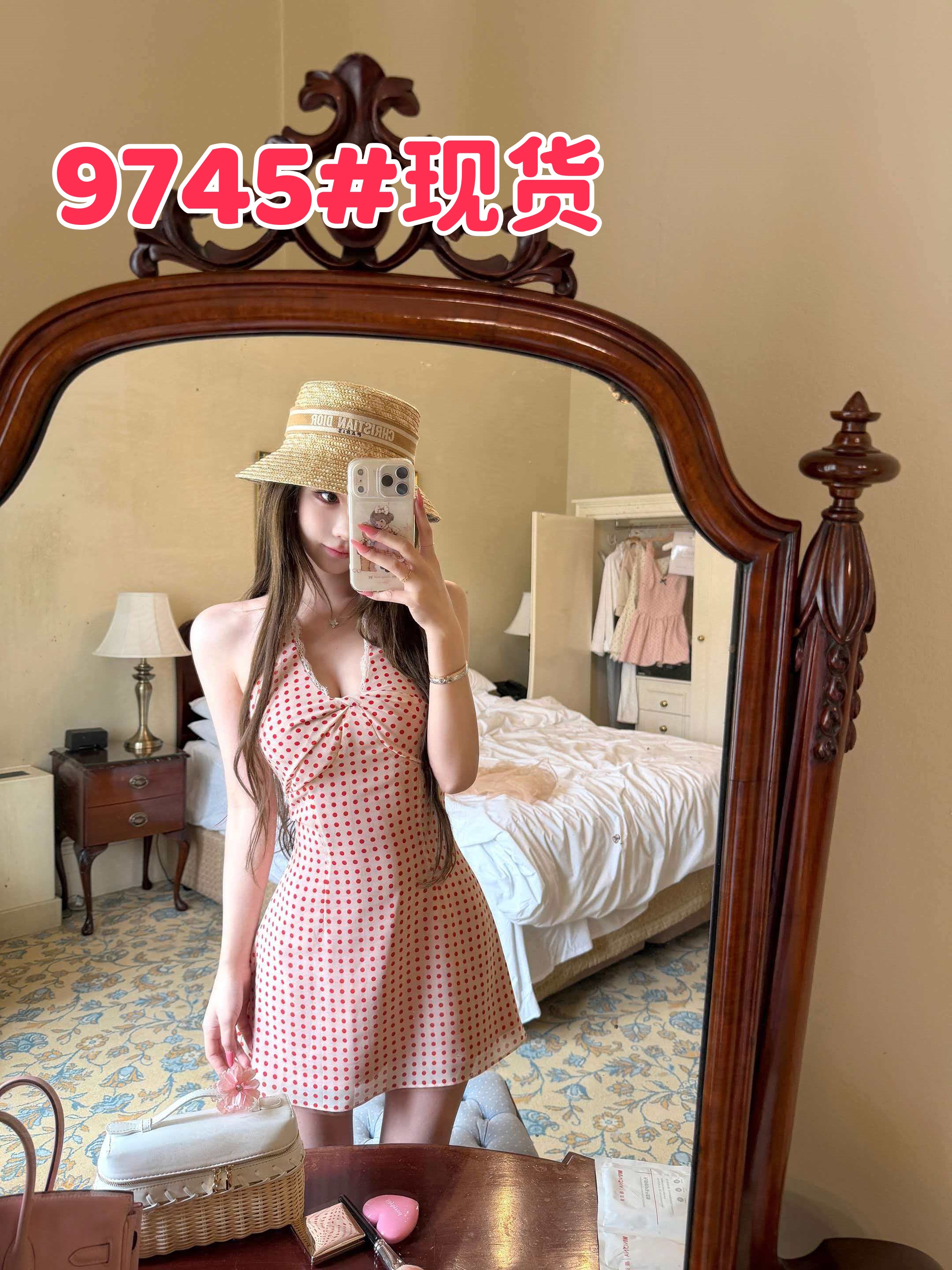 04 08 jmshop 도트 무늬 효과 쉬폰 도트 무늬 프린트 행침 목 드레스