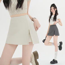 批发实拍~灰色A字西装侧开叉半身裙女春夏新款包臀裙高腰显瘦百搭裤裙