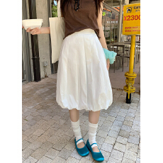 批发实拍~2026春夏美式复古花苞百褶半身裙女法式气质a字云朵蓬蓬中裙