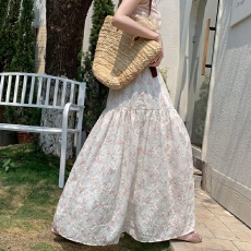 批发实拍~韩系温柔风立体感拼接刺绣花朵半身裙高腰显瘦<b class='q'>中长款</b>蛋糕裙