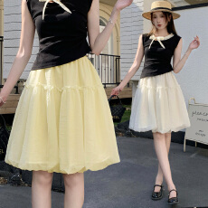 批发实拍~柔雾感网纱花苞蓬蓬半身裙高腰垂感显瘦甜美<b class='q'>百搭</b>灯笼裙中裙