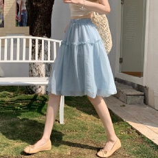 批发实拍~柔雾感网纱花苞蓬蓬半身裙高腰垂感显瘦甜美<b class='q'>百搭</b>灯笼裙中裙