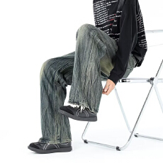批发男生裤子春<b class='q'>秋</b>季新款休闲牛仔裤男款宽松直筒时尚潮流百搭工装裤