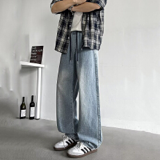 批发春秋新款宽松休闲裤男韩版潮流百搭裤子<b class='q'>夏</b>季薄款坠感阔腿拖地长裤