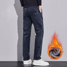 批发实拍秋冬季新款加绒加厚男士休闲裤灯芯绒简约大气直筒百搭长裤男