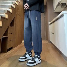 实拍秋冬季新款男士休闲裤潮流束脚莱赛尔简约百搭加绒休闲男裤