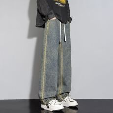 批发实拍秋冬季新款男士牛仔裤潮流时尚百搭休闲宽松直筒男生休闲长裤