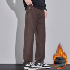 批发实拍秋冬季新款加绒加厚磨毛雪尼尔男士<b class='q'>商务</b><b class='q'>休闲</b>裤直筒百搭长裤男