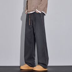 批发实拍秋季新款男士仿牛莱赛尔时尚潮流百搭宽松直筒<b class='q'>休闲</b>裤男生长裤