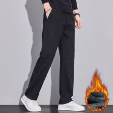 批发实拍秋冬季新款加绒加厚磨毛雪尼尔男士<b class='q'>商务</b><b class='q'>休闲</b>裤直筒百搭长裤男
