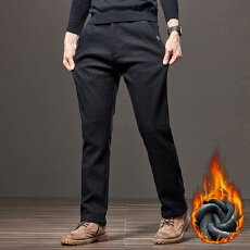批发实拍秋冬季新款加绒加厚磨毛雪尼尔男士<b class='q'>商务</b><b class='q'>休闲</b>裤直筒百搭长裤男