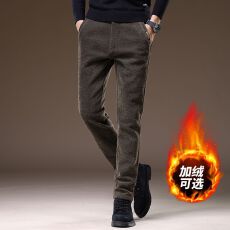 批发实拍秋冬季新款加绒加厚雪尼尔男士<b class='q'>商务</b>修身<b class='q'>休闲</b>裤直筒百搭长裤男