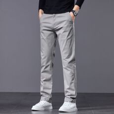 批发实拍秋季新款轻<b class='q'>商务</b>棉布时尚简约大气直筒<b class='q'>休闲</b>男裤上班百搭长裤