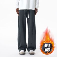 批发加绒加厚<b class='q'>休闲</b>弯刀裤男士2025秋冬新款松紧腰弹力宽松贝贝绒裤子男